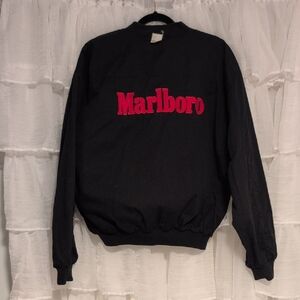 Vintage 90s Marlboro Man Black And Red Reversible Bomber Coat
